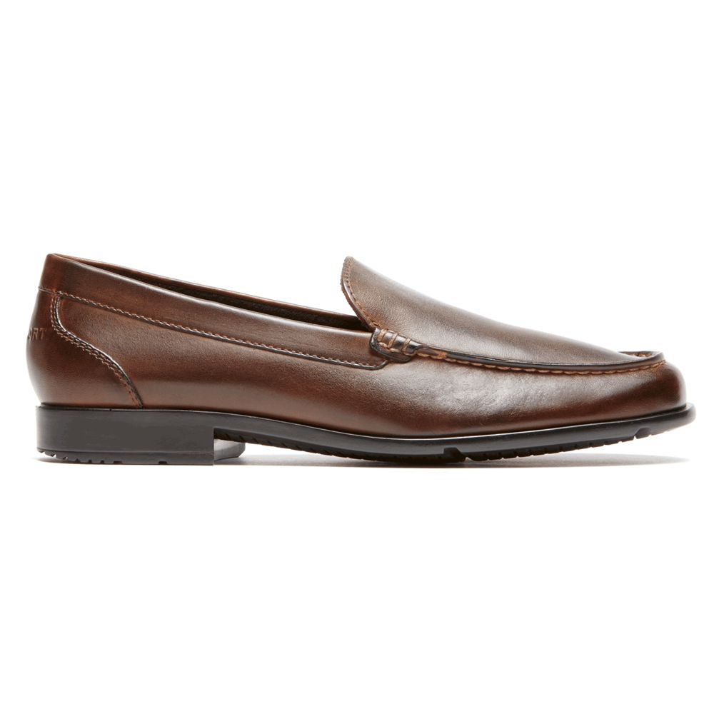 Rockport Men's Classic Venetian Slip-Ons Loafers - Dark Brown - USA (3041TZGFU)